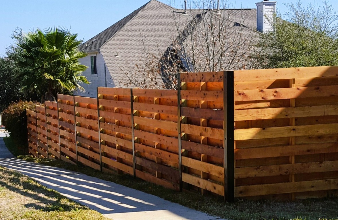 New cedar wood fence installation for residential property in Palatka, Florida